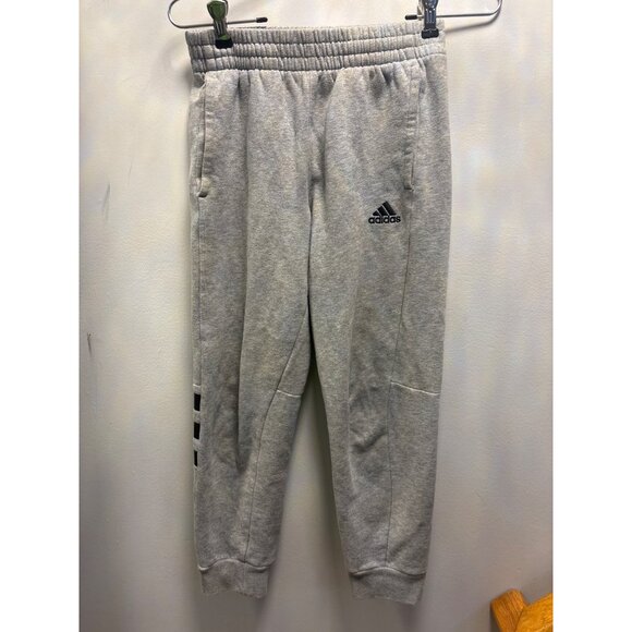 Adidas Kids Gray Sweatpants Size 10-12Cotton Blend Elastic Waist & Cuffed Bottom - Picture 4 of 13